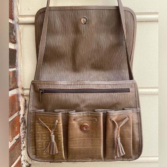 VINTAGE FENDI Zucchino Brown Monogram Coated Canvas Shoulder Messenger Bag - Picture 2 of 15